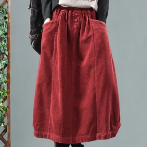 Elastinen vyötärö corduroy hame