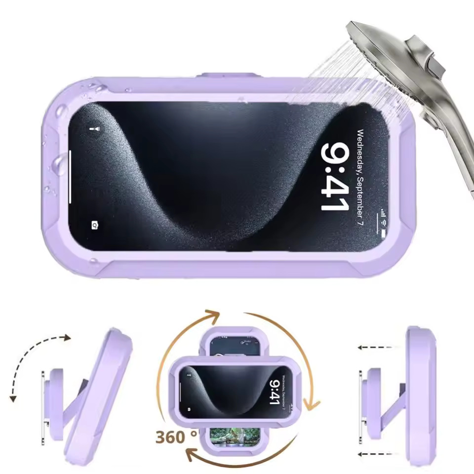 Vanntett telefonholder for dusj