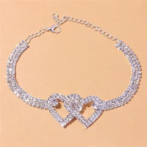 Double heart anklet