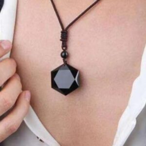 Obsidian hex pendant
