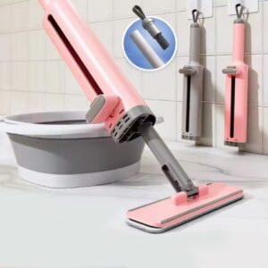 Portable self-squeeze mop