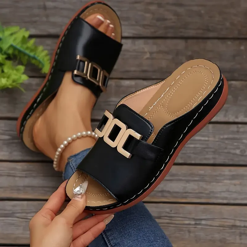 Women's comfortable sandals with slip-on heel