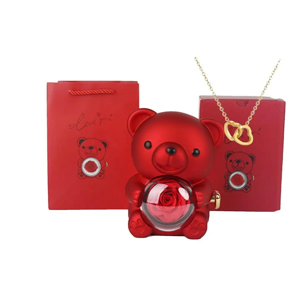 Eternal rose bear with necklace