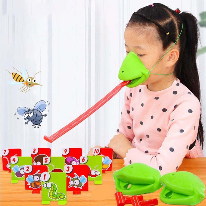 Frog tongue mask game